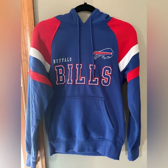 Buffalo Bills Hooded Pullover Blue and Red Sweatshirt - Picture 1 of 9